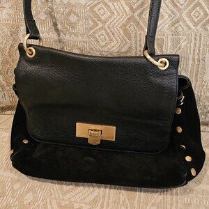 Donna Karan Handbag Black Leather & Suede with gold metal accents